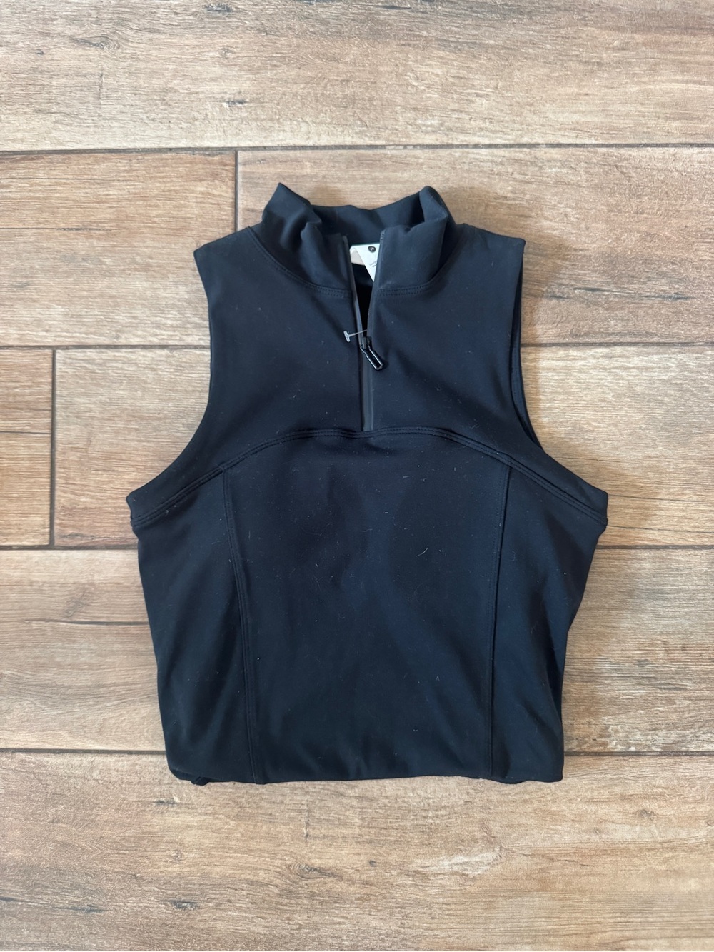 Women's Black Sleeveless Quarter-Zip Tank Top